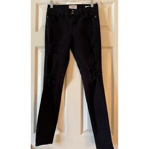 Frame Denim Le Skinny De Jeanne Jeans In Film nor Black Distressed Destroyed 27